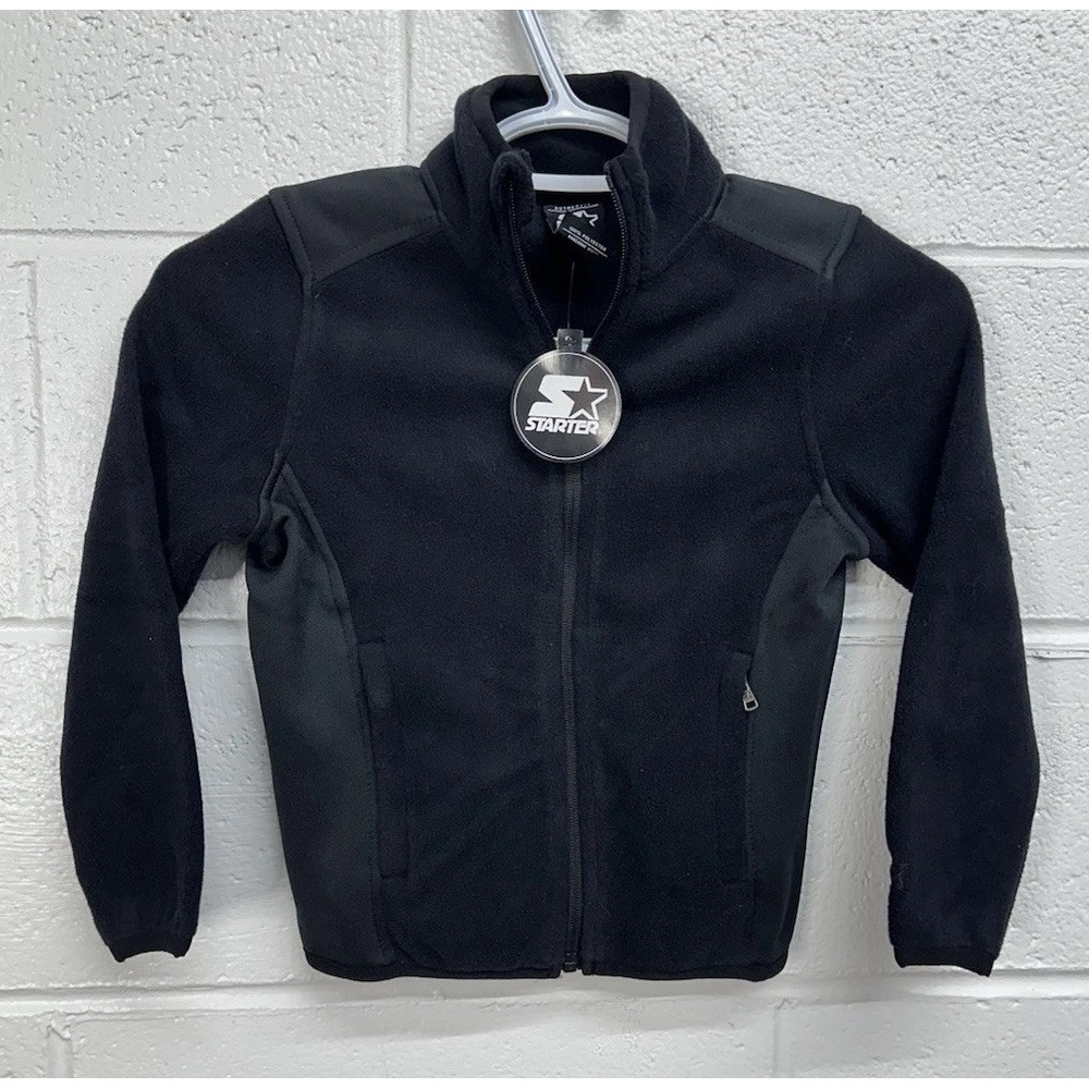 NWT Starter Black Micro Fleece Zip‎ Jacket / Kids Size XS